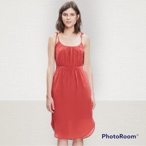 Madewell Soft Rust Silk Skyway Cami tulip hemline Dress
